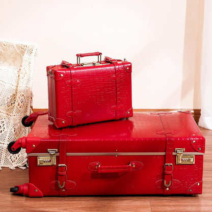 AA OUT OF STOCK 2-Piece Vintage-Inspired Luggage Set with Spinner Wheels and Protective Cover