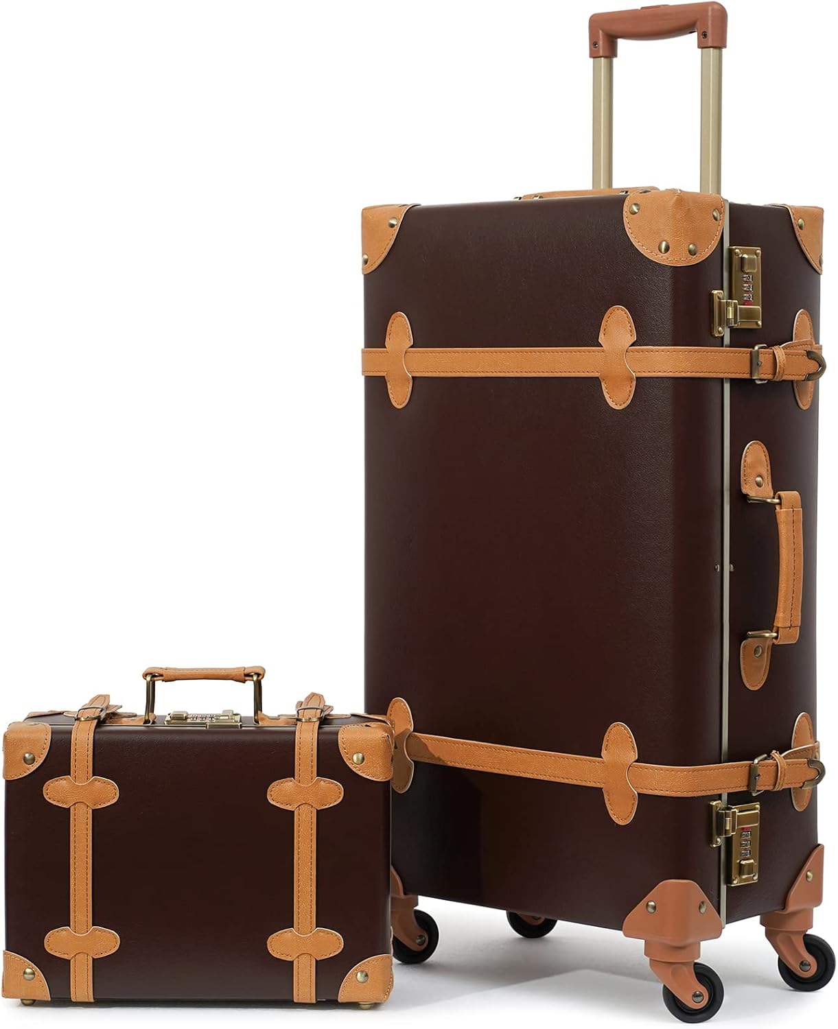 AA OUT OF STOCK 2-Piece Vintage-Inspired Luggage Set with Spinner Wheels and Protective Cover