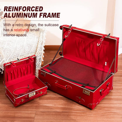 AA OUT OF STOCK 2-Piece Vintage-Inspired Luggage Set with Spinner Wheels and Protective Cover