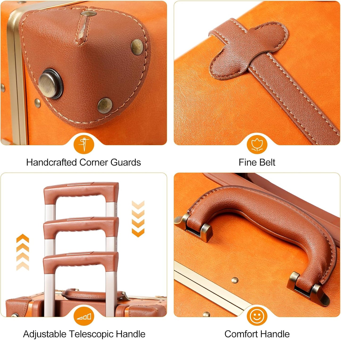 AA OUT OF STOCK 2-Piece Vintage-Inspired Luggage Set with Spinner Wheels and Protective Cover