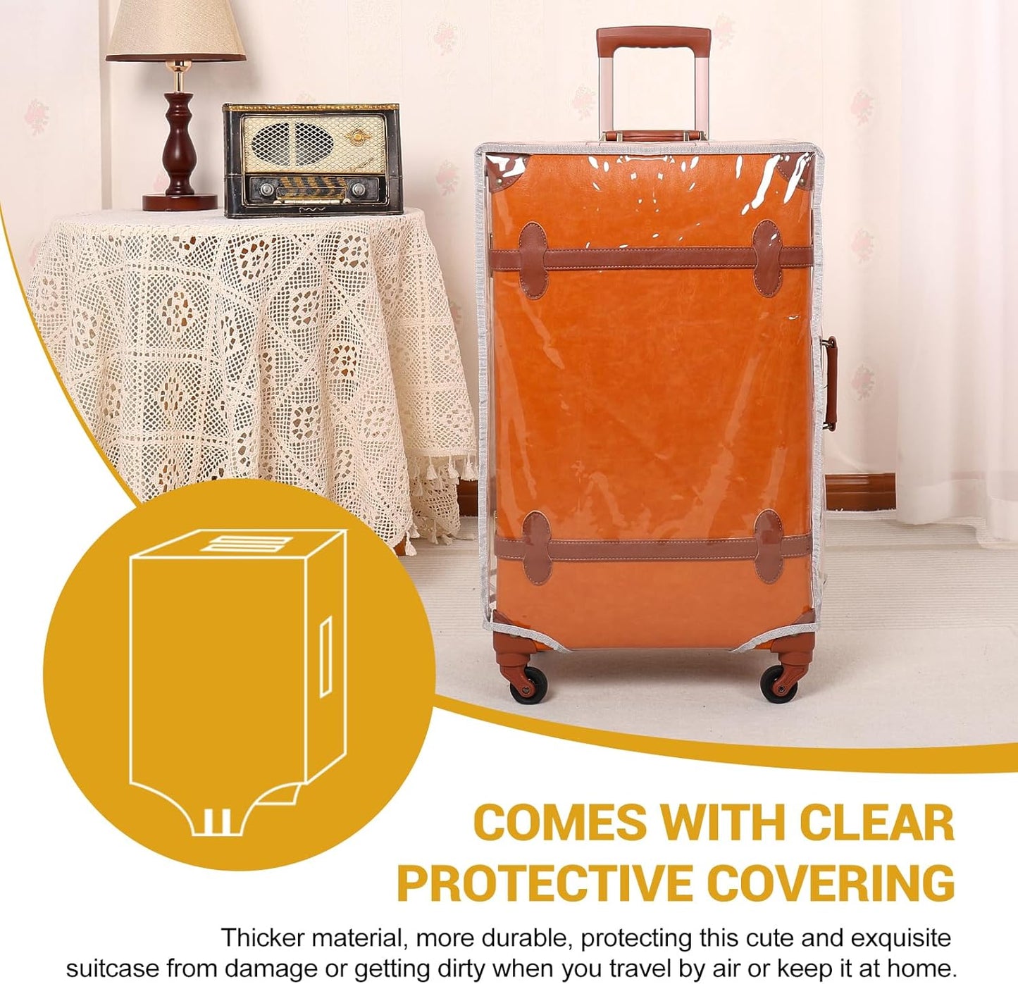 AA OUT OF STOCK 2-Piece Vintage-Inspired Luggage Set with Spinner Wheels and Protective Cover