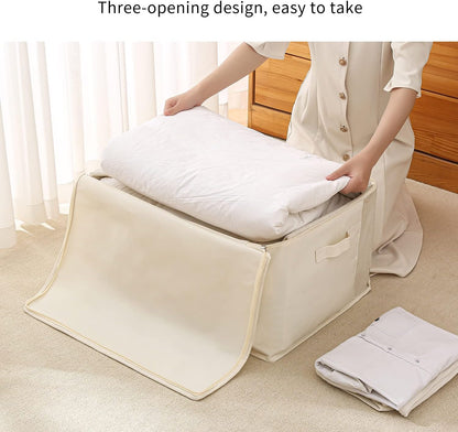 Canvas Clothes Storage Organiser Set – Dual Zipper Bag with Handles & Window