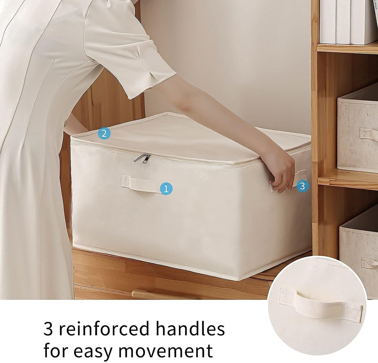 Canvas Clothes Storage Organiser Set – Dual Zipper Bag with Handles & Window