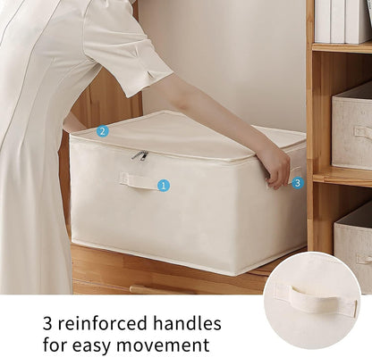 Canvas Clothes Storage Organiser Set – Dual Zipper Bag with Handles & Window