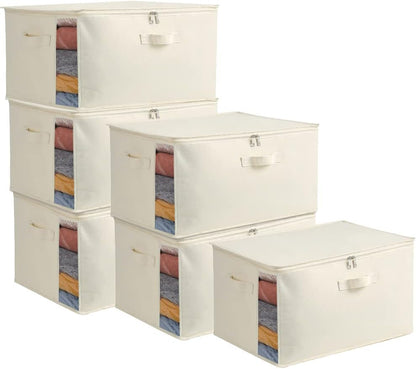 Canvas Clothes Storage Organiser Set – Dual Zipper Bag with Handles & Window