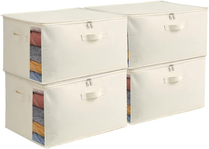 Canvas Clothes Storage Organiser Set – Dual Zipper Bag with Handles & Window