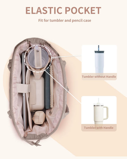 Quilted Puffer Tote with Cup Holder & Laptop Sleeve for Travel and Work