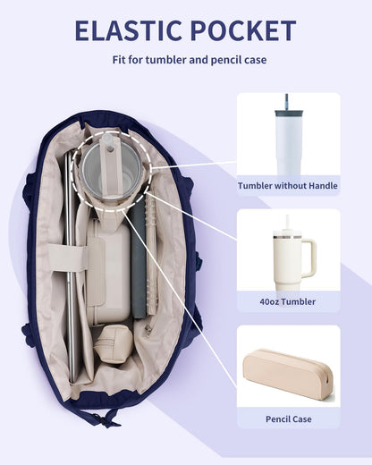 Quilted Puffer Tote with Cup Holder & Laptop Sleeve for Travel and Work