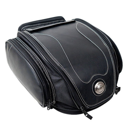 Water-Resistant Motorcycle Tail Bag with Expandable Storage