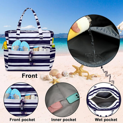 Extra Large Waterproof Beach Tote with Wet Compartment – Buy 1, Take 1 FREE