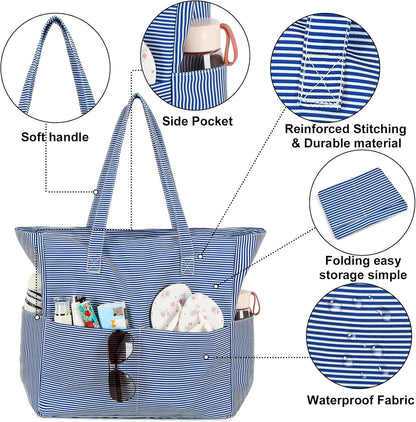 Extra Large Waterproof Beach Tote with Wet Compartment – Buy 1, Take 1 FREE