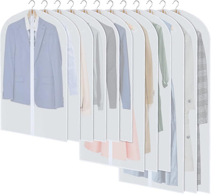 PEVA Garment Cover Set – 12-Pack Hanging Clothes Bags in 3 Sizes (Buy 1, Get 1 FREE)