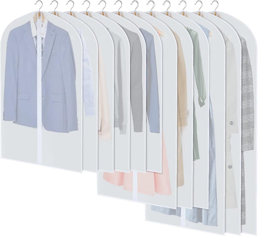 PEVA Garment Cover Set – 12-Pack Hanging Clothes Bags in 3 Sizes (Buy 1, Get 1 FREE)