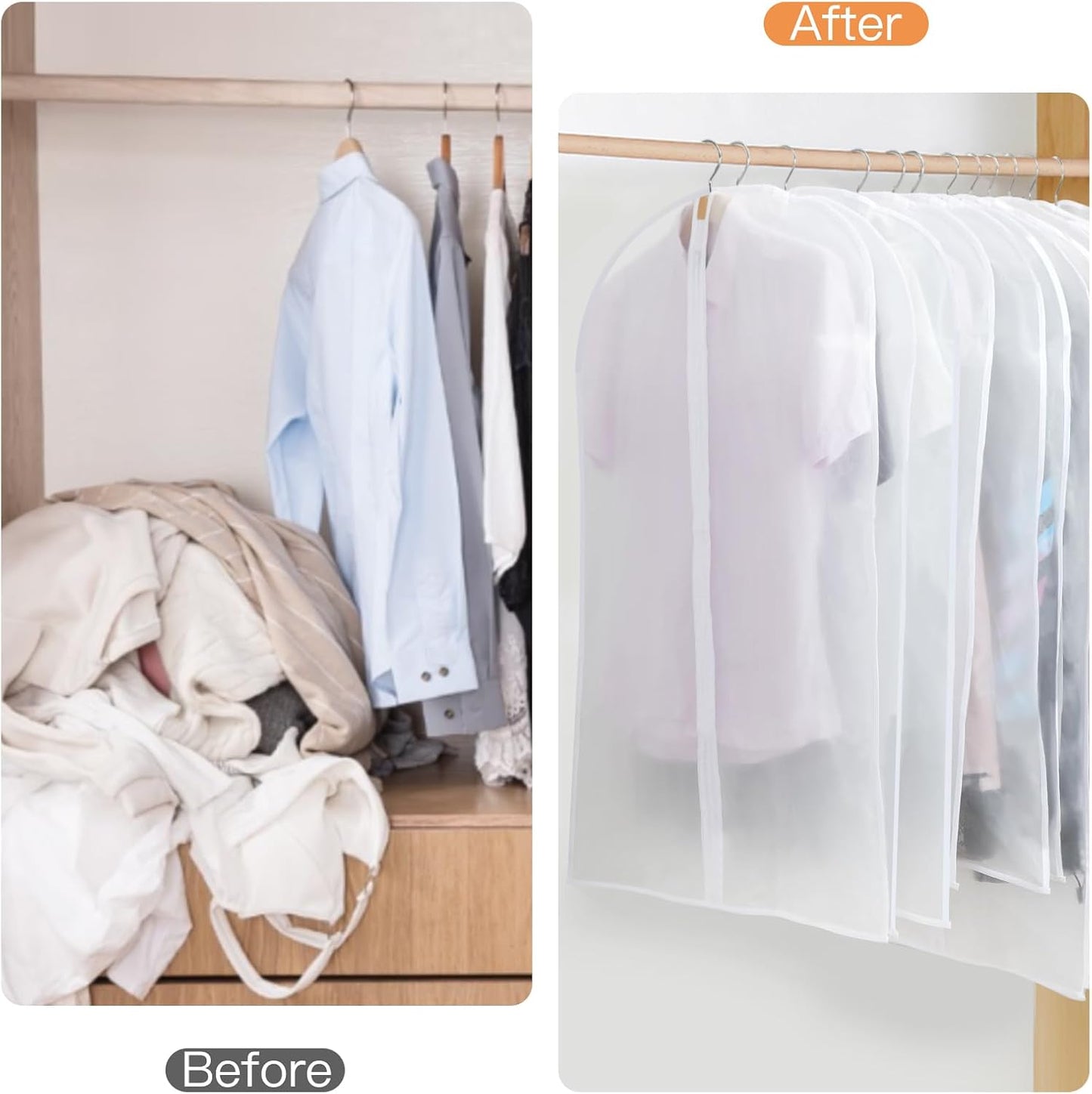 PEVA Garment Cover Set – 12-Pack Hanging Clothes Bags in 3 Sizes (Buy 1, Get 1 FREE)